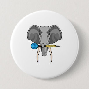 Badge Rond 7,6 Cm Eléphant aux fléchettes avec fléchette