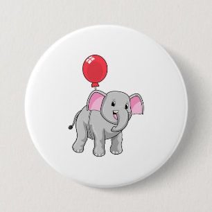 Badge Rond 7,6 Cm Eléphant avec ballon