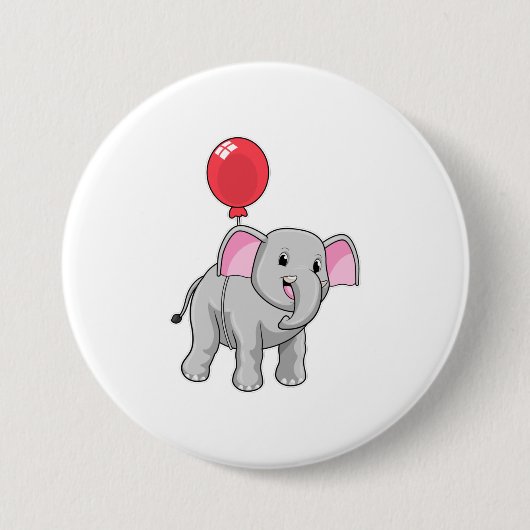 Badge Rond 7,6 Cm Eléphant avec ballon (Devant)