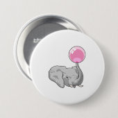 Badge Rond 7,6 Cm Eléphant avec ballon (Devant & derrière)