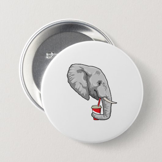 Badge Rond 7,6 Cm Eléphant avec boisson (Devant & derrière)