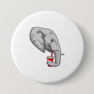Badge Rond 7,6 Cm Eléphant avec boisson