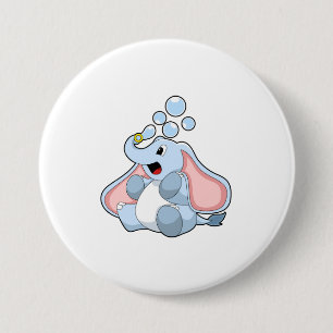 Badge Rond 7,6 Cm Eléphant avec bulles d'eau