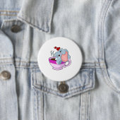 Badge Rond 7,6 Cm Elephant avec la coupe du café (En situation)