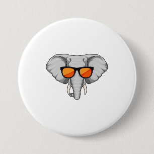 Badge Rond 7,6 Cm Eléphant avec lunettes de soleil