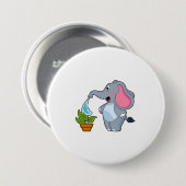Badge Rond 7,6 Cm Eléphant avec Plante (Devant & derrière)