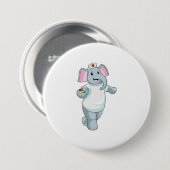 Badge Rond 7,6 Cm Elephant comme infirmière avec la médecine (Devant & derrière)