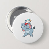 Badge Rond 7,6 Cm Éléphant de baseball (Devant & derrière)