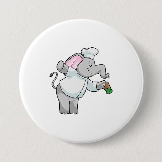 Badge Rond 7,6 Cm Elephant en chef avec shaker de sel (Devant)