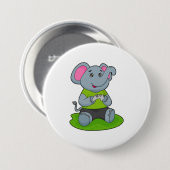 Badge Rond 7,6 Cm Eléphant en Gamer (Devant & derrière)