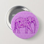Badge Rond 7,6 Cm Eléphant fleur - améthyste violet (Devant & derrière)