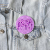 Badge Rond 7,6 Cm Eléphant fleur - améthyste violet (En situation)