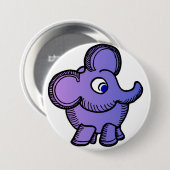 Badge Rond 7,6 Cm Éléphant pourpre (Devant & derrière)