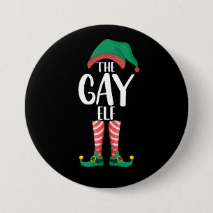 Badge Rond 7,6 Cm Elfe Gay LGTBQ Tenue de Noël de Famille Associée
