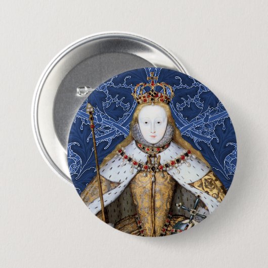 Badge Rond 7,6 Cm Elizabeth Tudor, reine d'Angleterre (Devant & derrière)
