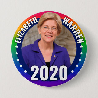Badge Rond 7,6 Cm Elizabeth Warren 2020 - Arc-en-ciel Gay pride