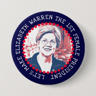 Badge Rond 7,6 Cm ELIZABETH WARREN 2020 Bouton de l'élection préside