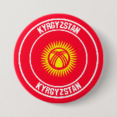 Badge Rond 7,6 Cm Emblème autour du Kirghizistan (Devant)