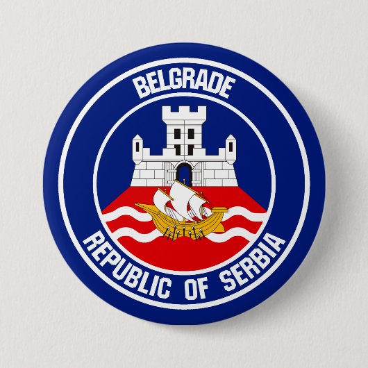 Badge Rond 7,6 Cm Emblème de Belgrade Round (Devant)