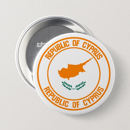Badge Rond 7,6 Cm Emblème de Chypre (Devant & derrière)