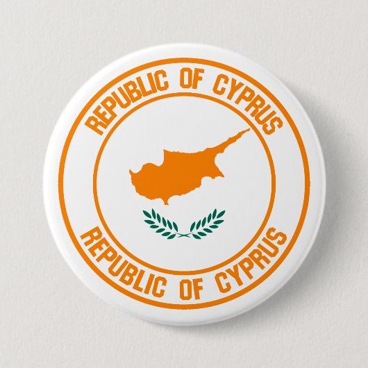 Badge Rond 7,6 Cm Emblème de Chypre (Devant)