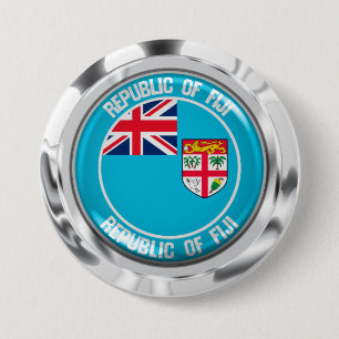 Badge Rond 7,6 Cm Emblème de Fidji Round