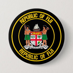 Badge Rond 7,6 Cm Emblème de Fidji Round