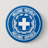 Badge Rond 7,6 Cm Emblème de la Grèce (Devant)