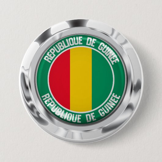 Badge Rond 7,6 Cm Emblème de la Guinée (Devant)