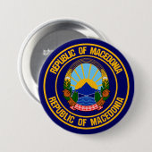 Badge Rond 7,6 Cm Emblème de la Macédoine (Devant & derrière)