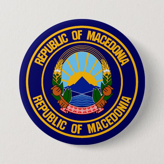 Badge Rond 7,6 Cm Emblème de la Macédoine (Devant)