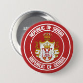 Badge Rond 7,6 Cm Emblème de la Serbie (Devant & derrière)