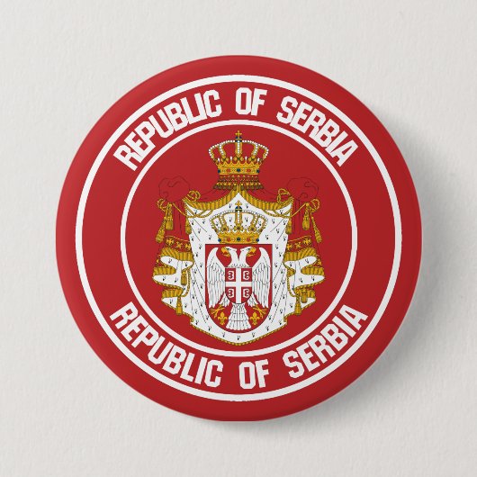 Badge Rond 7,6 Cm Emblème de la Serbie (Devant)