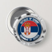 Badge Rond 7,6 Cm Emblème de la Serbie (Devant & derrière)