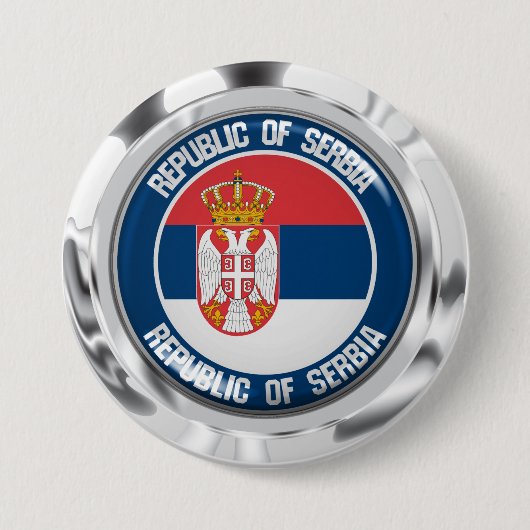 Badge Rond 7,6 Cm Emblème de la Serbie (Devant)