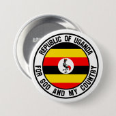 Badge Rond 7,6 Cm Emblème de l'Ouganda (Devant & derrière)