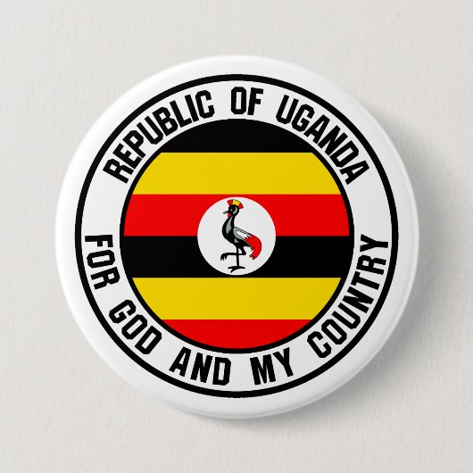 Badge Rond 7,6 Cm Emblème de l'Ouganda (Devant)