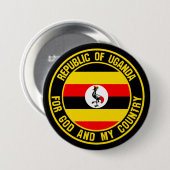 Badge Rond 7,6 Cm Emblème de l'Ouganda (Devant & derrière)