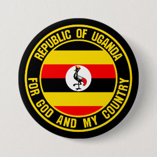 Badge Rond 7,6 Cm Emblème de l'Ouganda