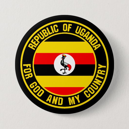 Badge Rond 7,6 Cm Emblème de l'Ouganda (Devant)