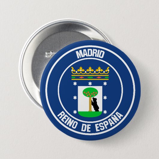 Badge Rond 7,6 Cm Emblème de Madrid (Devant & derrière)