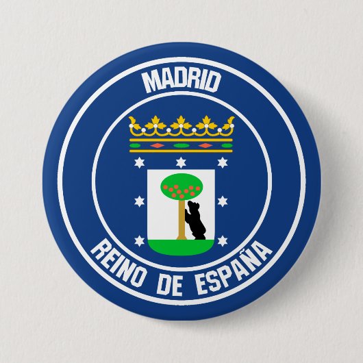 Badge Rond 7,6 Cm Emblème de Madrid (Devant)