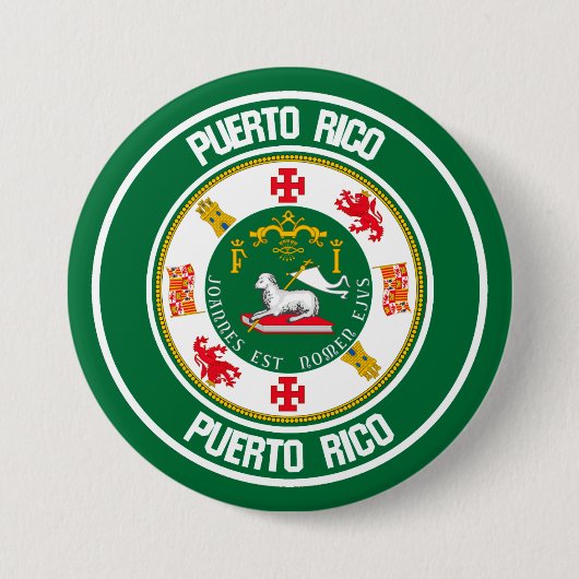 Badge Rond 7,6 Cm Emblème de ronde Porto Rico (Devant)