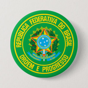 Badge Rond 7,6 Cm Emblème du Brésil