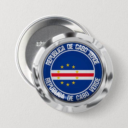 Badge Rond 7,6 Cm Emblème du Cap-Vert (Devant & derrière)