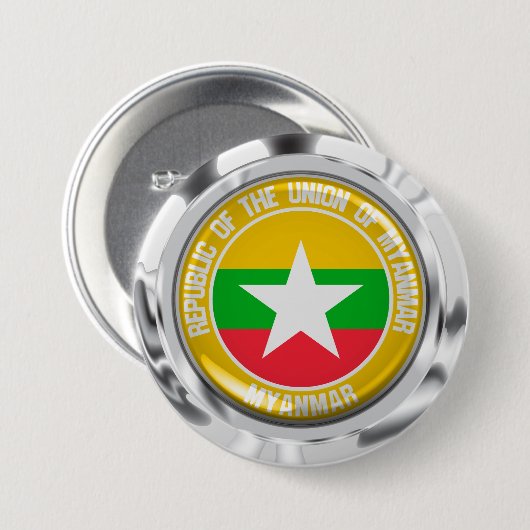 Badge Rond 7,6 Cm Emblème du cycle birman (Devant & derrière)