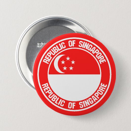 Badge Rond 7,6 Cm Emblème du cycle de Singapour (Devant & derrière)