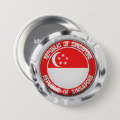 Badge Rond 7,6 Cm Emblème du cycle de Singapour (Devant & derrière)
