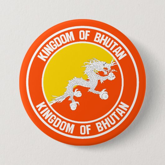 Badge Rond 7,6 Cm Emblème du cycle du Bhoutan (Devant)