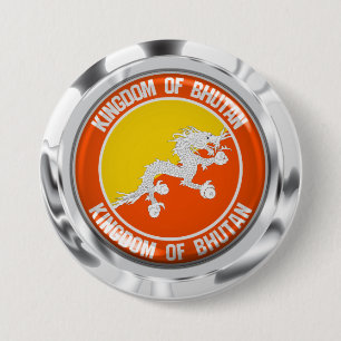 Badge Rond 7,6 Cm Emblème du cycle du Bhoutan